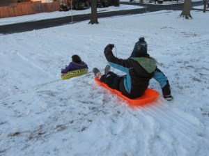 sledding at Rupert Elementary 